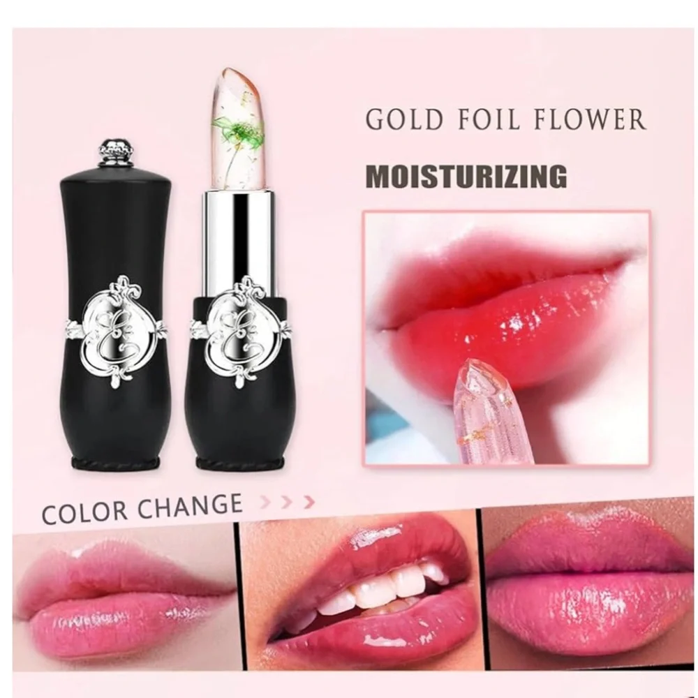 Pack of 6 Crystal Flower Jelly Lipstick, Long Lasting Lip Balm Moisturizer